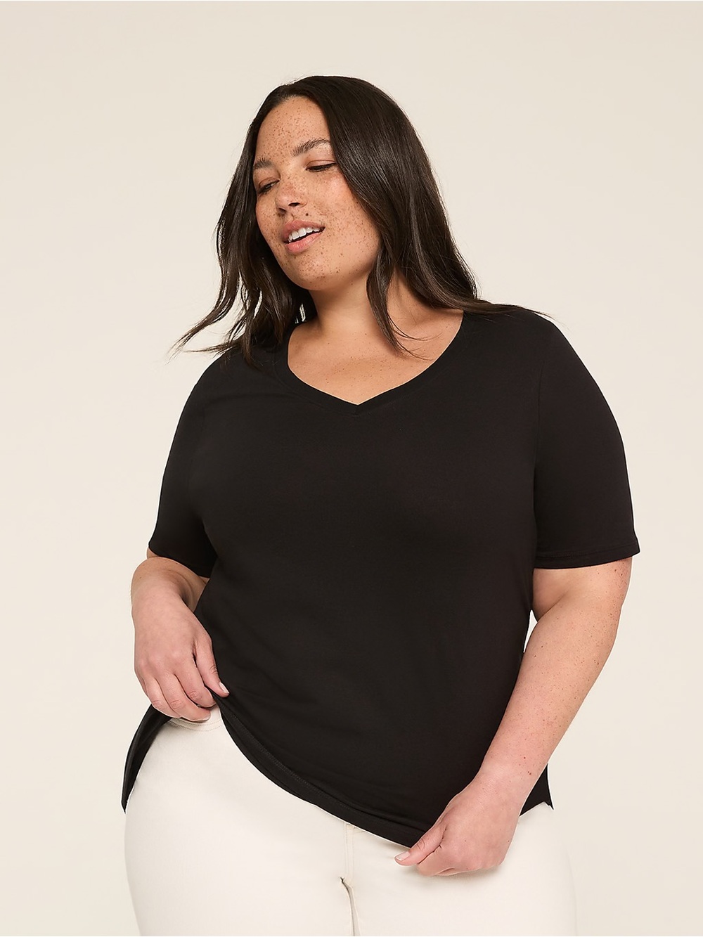 Lane Bryant Perfect Sleeve Black V-Neck Tee Plus Size 22/24